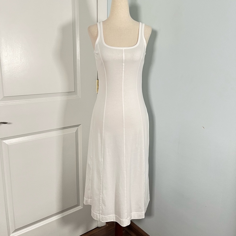 EVERLANE white Luxe Cotton Seamed
Tank Pullover Midi Dress size XXS NWT - Picture 6 of 11